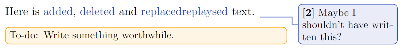 Rendered LaTeX document shows annotations.